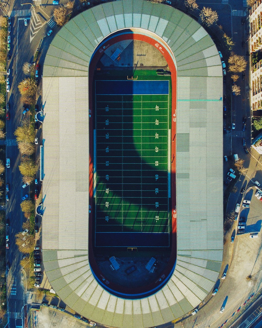 blue and red basketball court football field red zone
