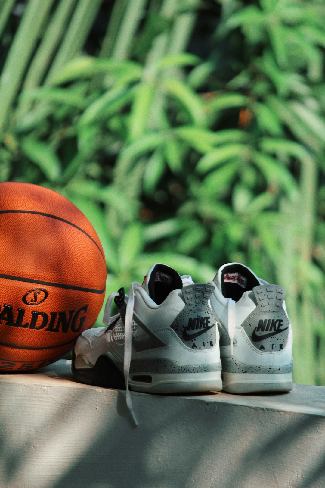 a pair of shoes sitting next to a basketball reebok, question, basketball sneakers