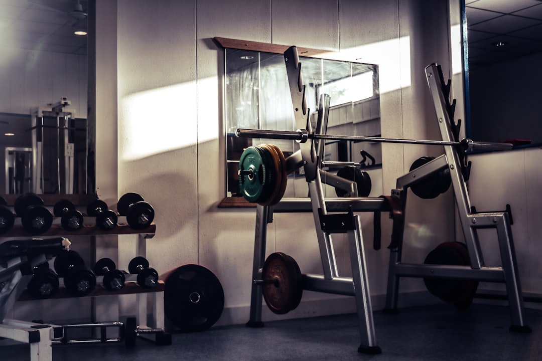 barbell on rack sports fan gym, tv sports, home workout