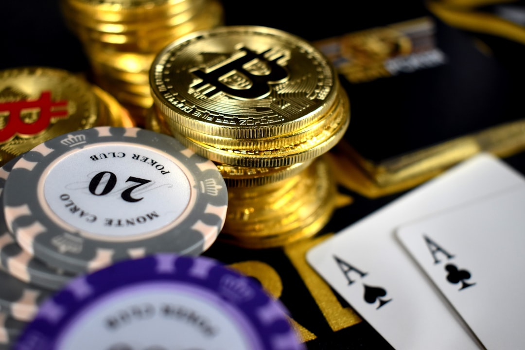 golden colored Bitcoin coin close up photography crypto betting, gambling, bitcoins
