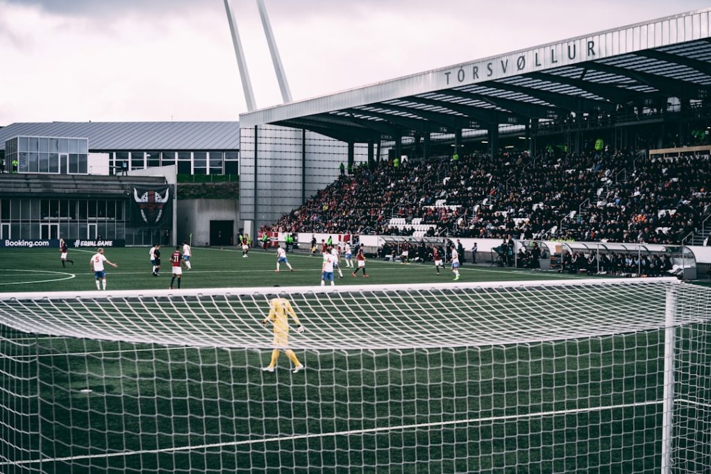 a group of people playing a game of soccer english football stadium, matchday fans, league table