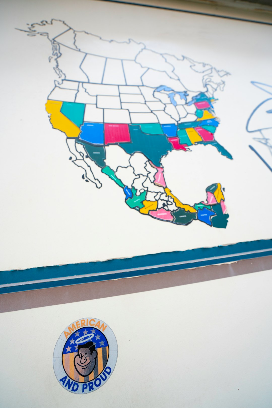 Map of north america with colorful states and distinct regions. usa map, gambling laws, state age limits