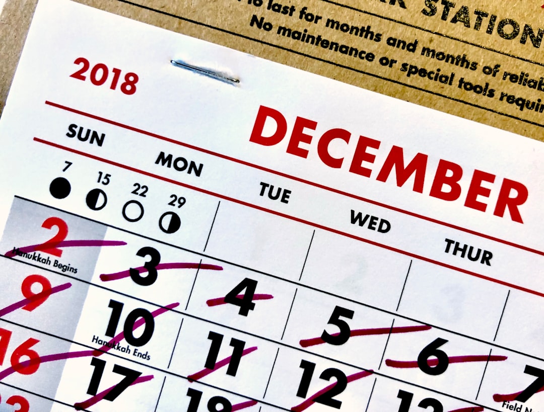 2018 December calendar with crossout marks student athlete, calendar, scheduling