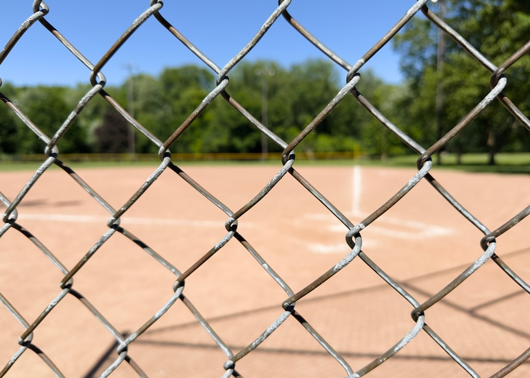 A baseball field through a chain link fence baseball umpire strike zone calls