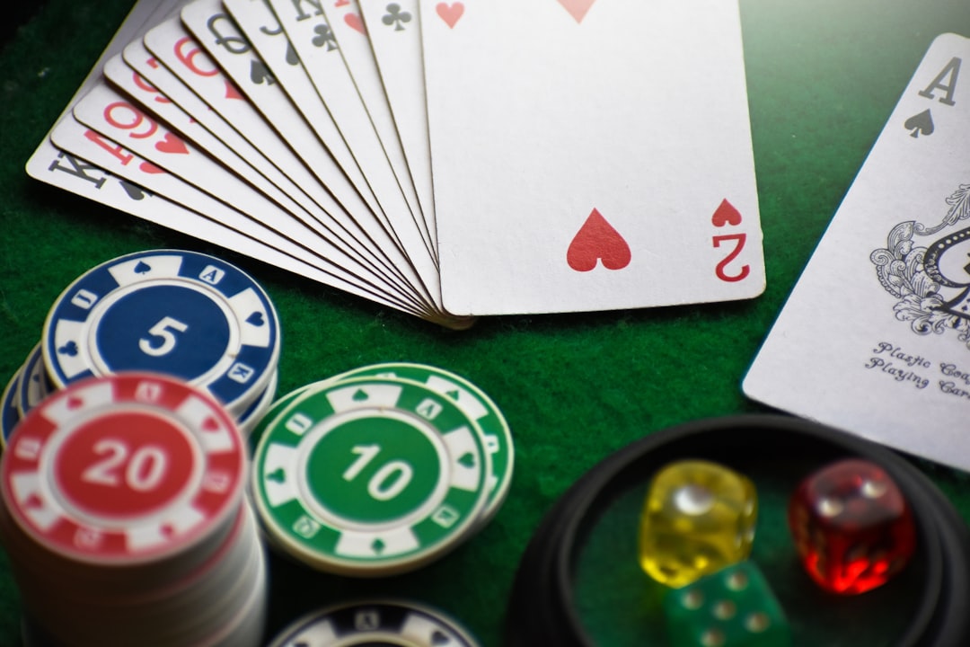 a group of poker chips casino floor, cards and chips, gambling strategy