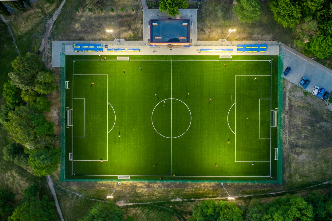 aerial view of soccer field during daytime soccer tactics, tactical board, league strategies