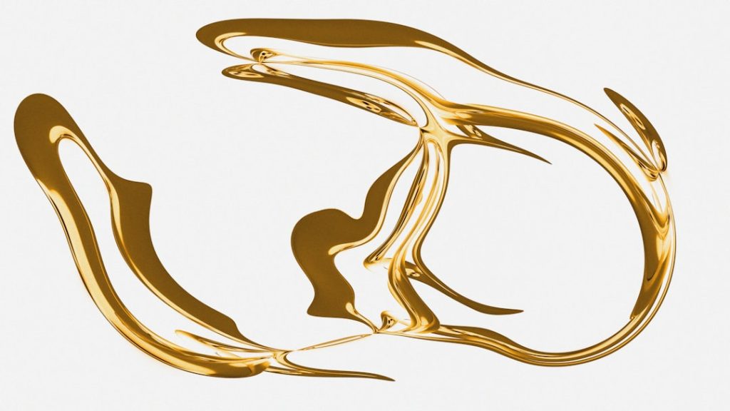 A white background with a gold logo on it metallic logo, shiny brand, premium design