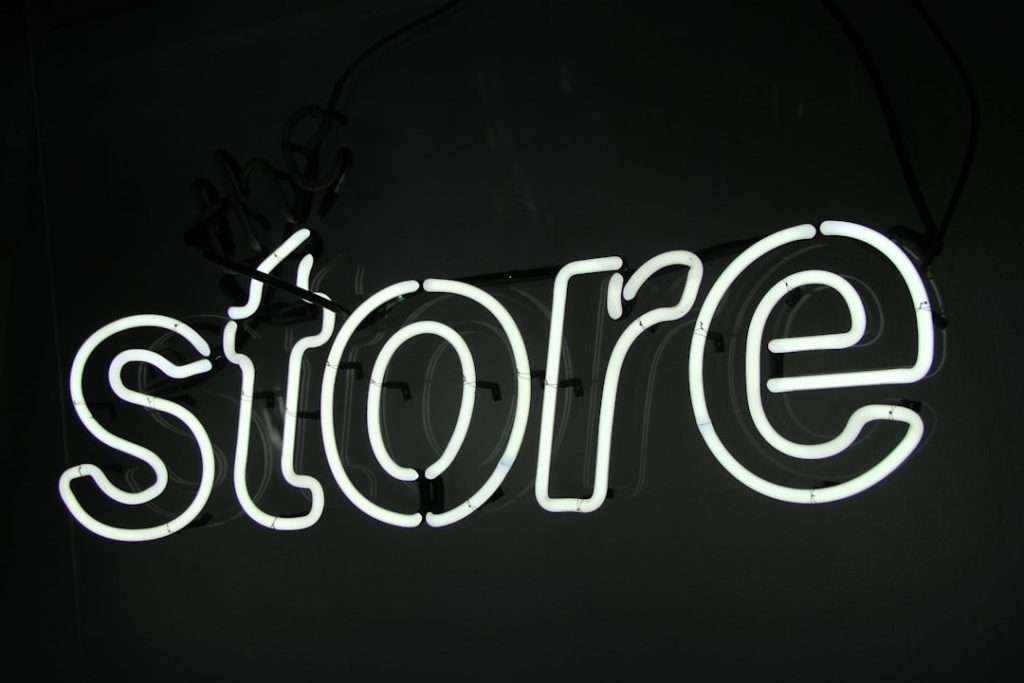 white and black love neon light signage fun logo, ecommerce, online shop branding