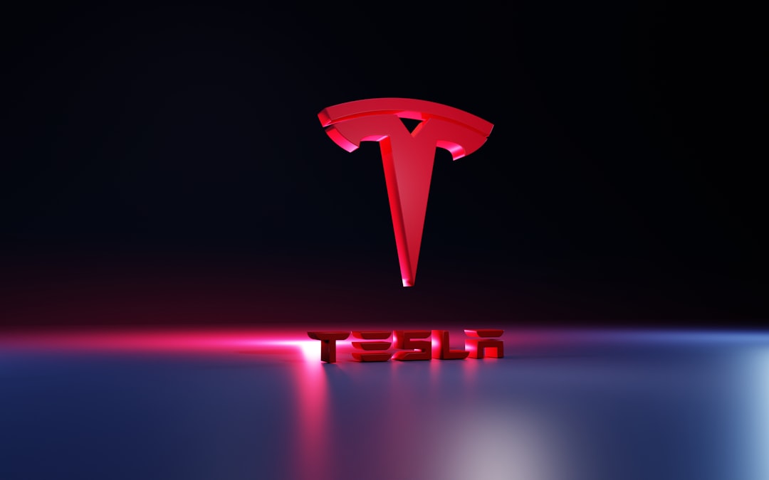 a red heart with a black background tesla pentagon technology ev