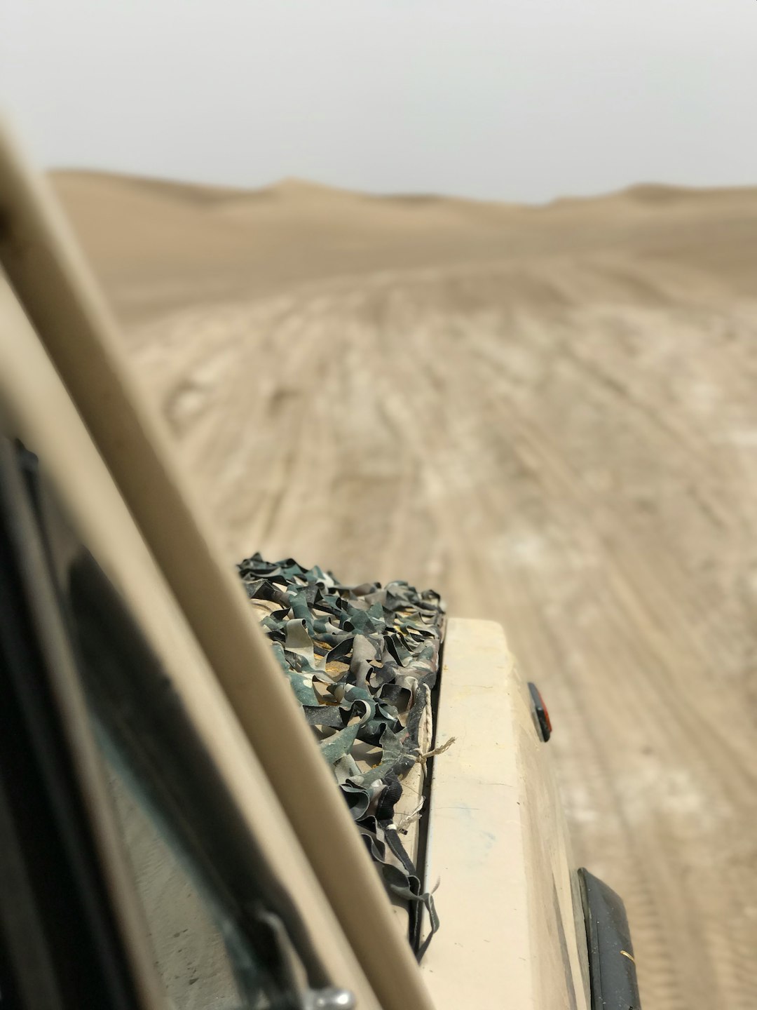 a truck filled with lots of birds driving down a dirt road cybertruck military desert offroad