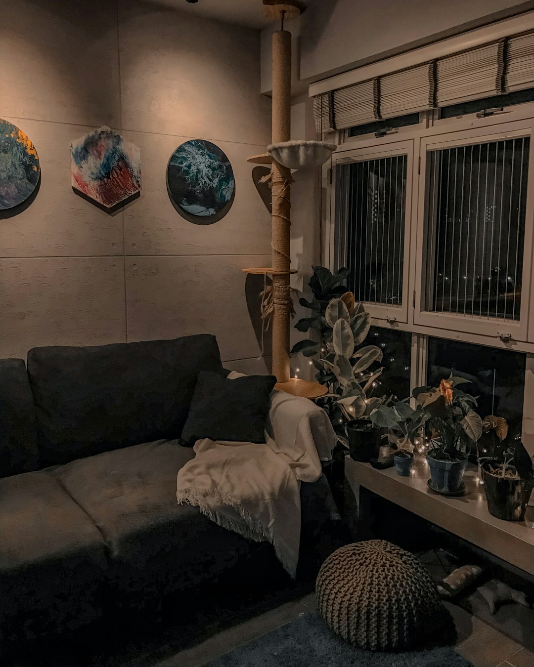 brown wooden framed round mirror super bowl party setup living room, football decorations, snacks and screen