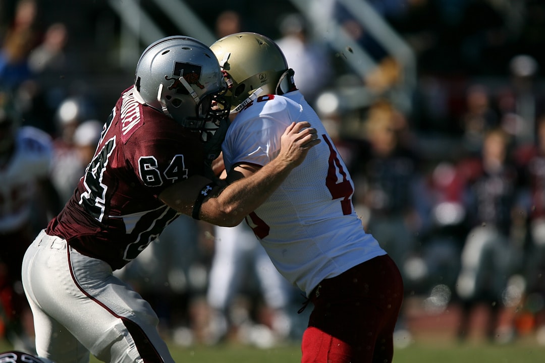 two NFL players nfl running back tackle action