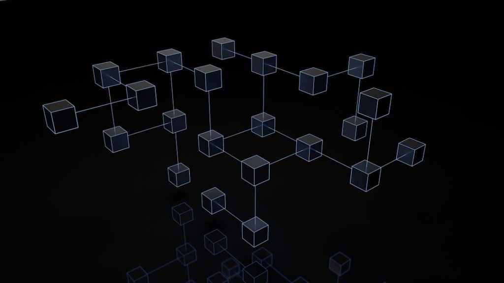 a black and white photo of cubes on a black background knowledge graph visualization, interconnected notes map, digital brain concept